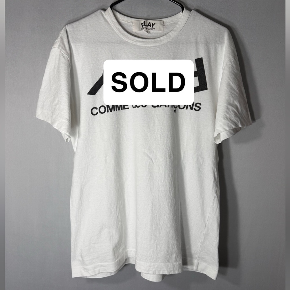 Comme des Garçons White Tee with Black PLAY Branding